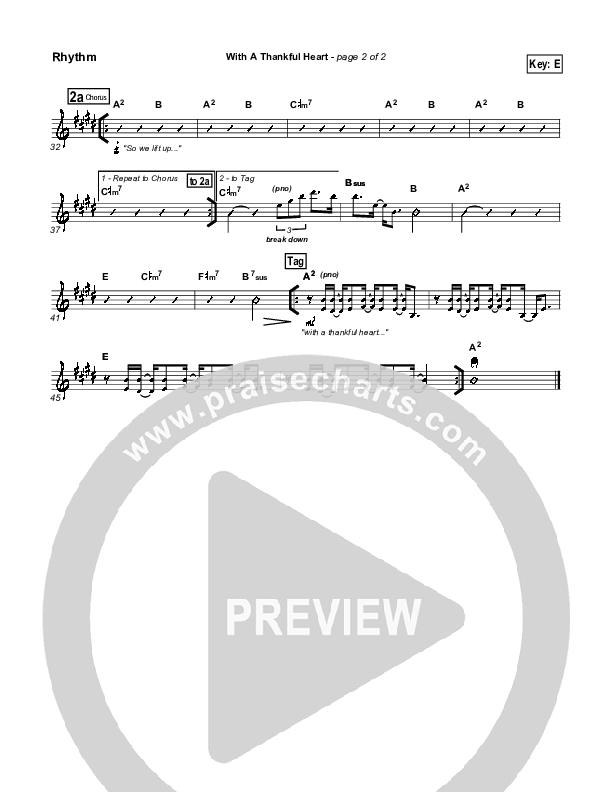 With A Thankful Heart Rhythm Chart (Don Moen)