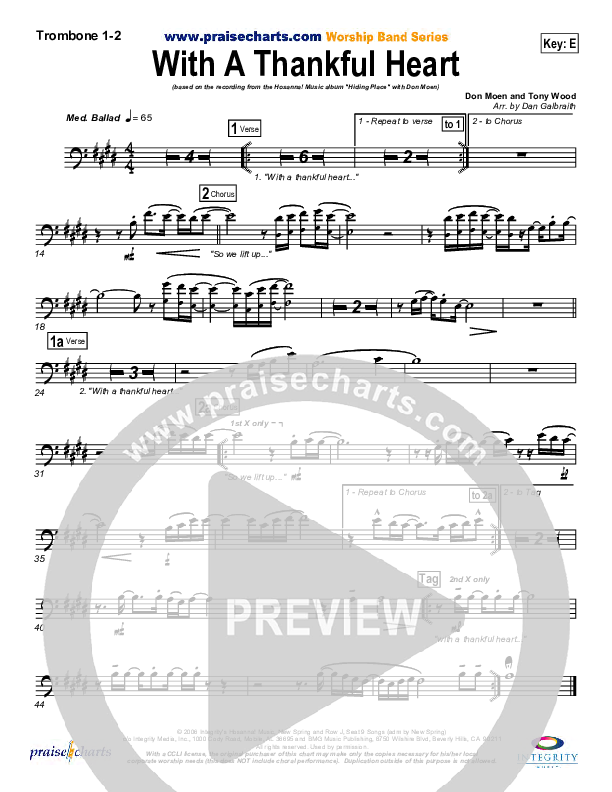 With A Thankful Heart Trombone 1/2 (Don Moen)