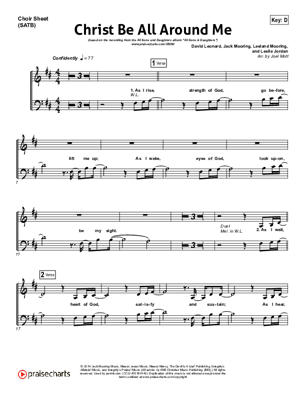 Christ Be All Around Me Choir Sheet (SATB) (All Sons & Daughters)