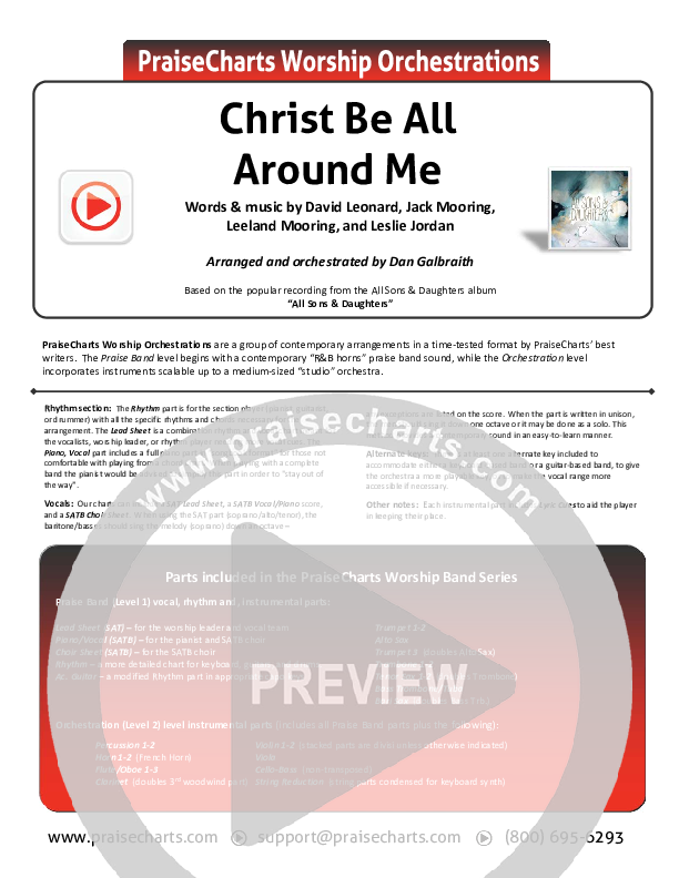 Christ Be All Around Me Cover Sheet (All Sons & Daughters)