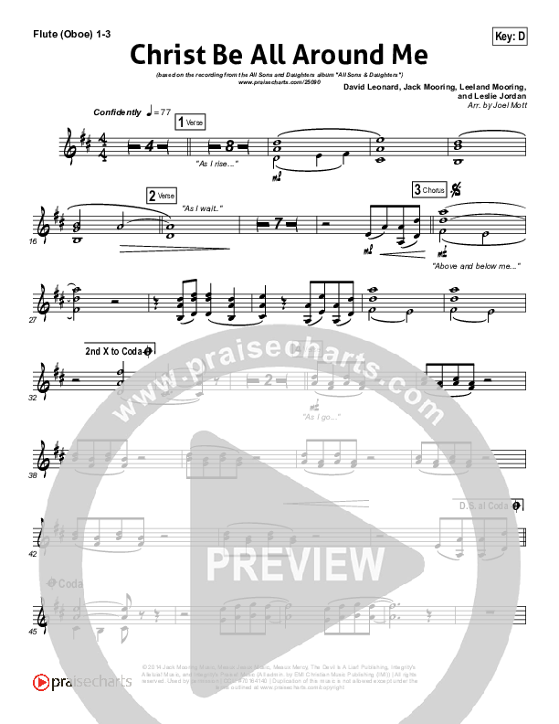 Christ Be All Around Me Flute/Oboe 1/2/3 (All Sons & Daughters)