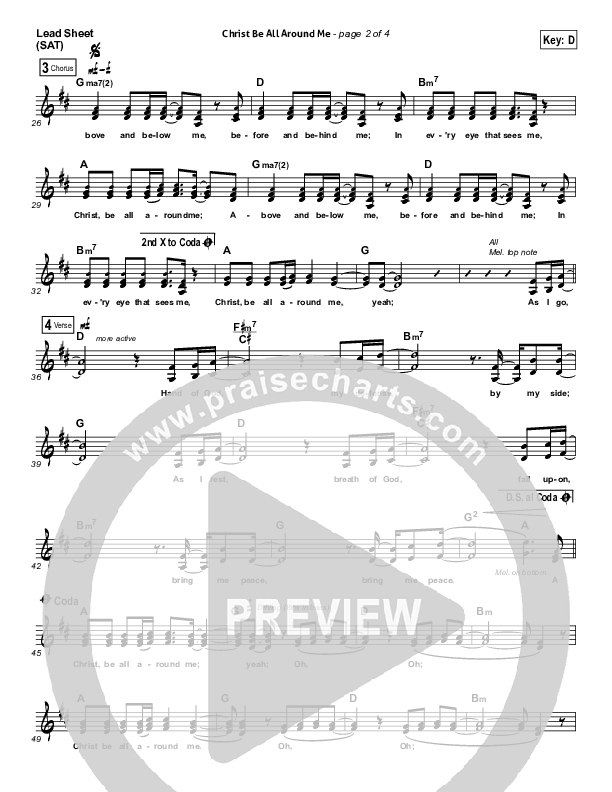 Christ Be All Around Me Lead Sheet (SAT) (All Sons & Daughters)