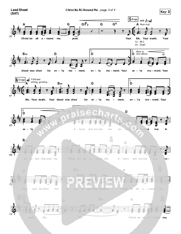 Christ Be All Around Me Lead Sheet (SAT) (All Sons & Daughters)