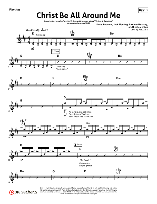Christ Be All Around Me Rhythm Chart (All Sons & Daughters)
