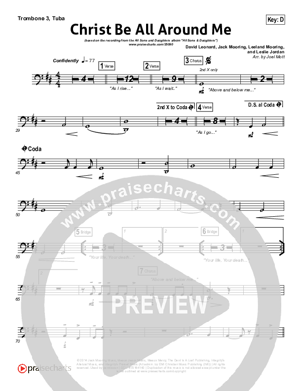 Christ Be All Around Me Trombone 3/Tuba (All Sons & Daughters)