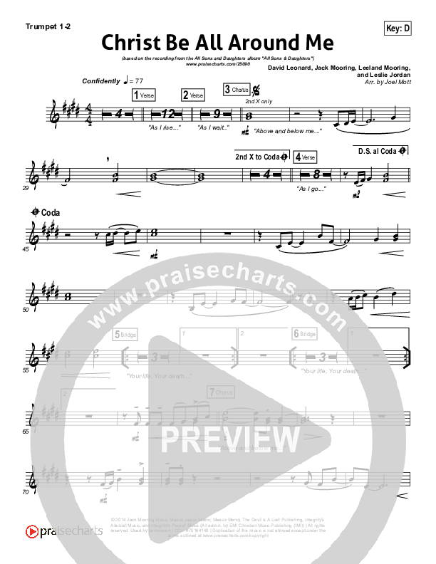 Christ Be All Around Me Trumpet 1,2 (All Sons & Daughters)