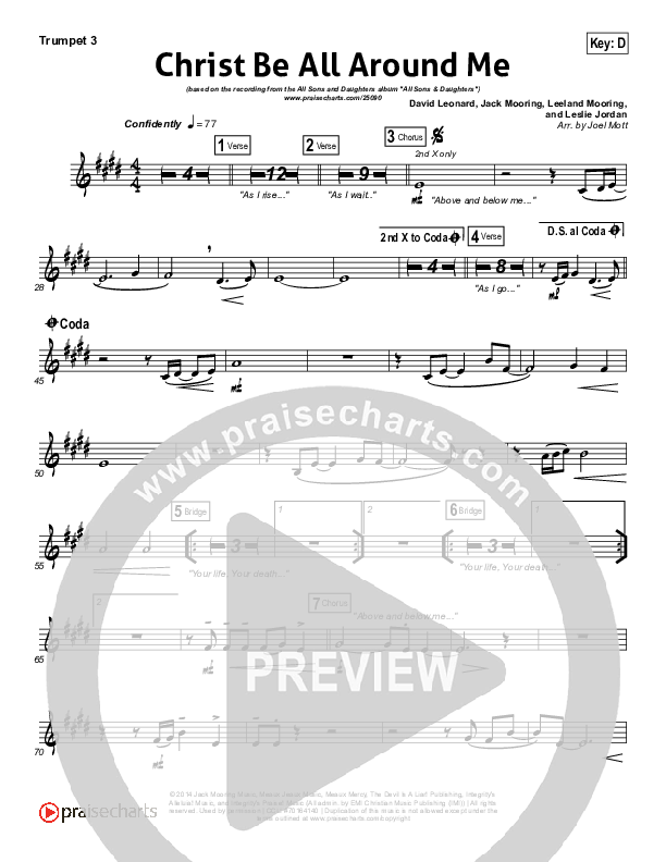Christ Be All Around Me Trumpet 3 (All Sons & Daughters)