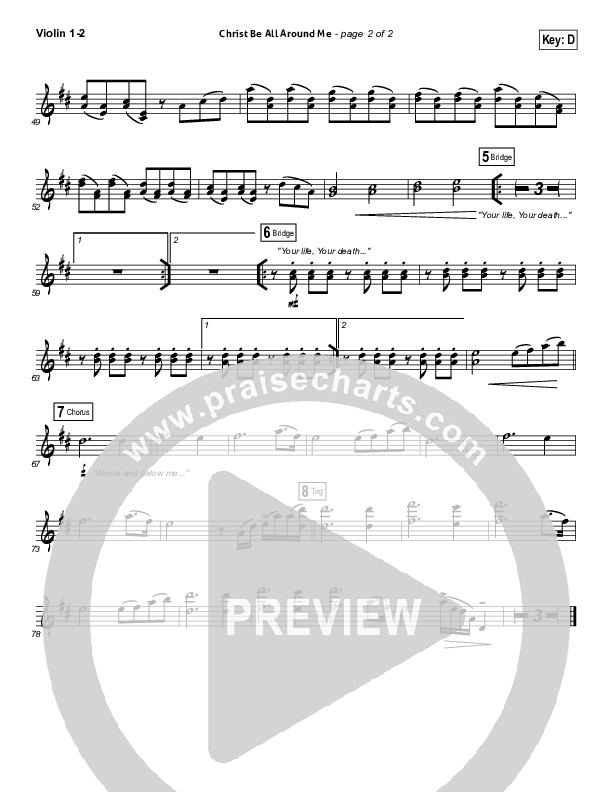 Christ Be All Around Me Violin 1/2 (All Sons & Daughters)