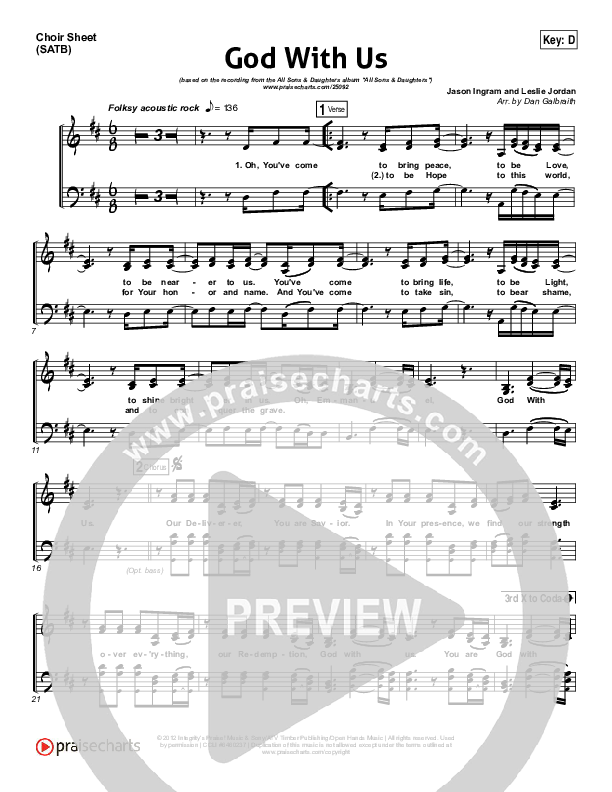 God With Us Choir Sheet (SATB) (All Sons & Daughters)