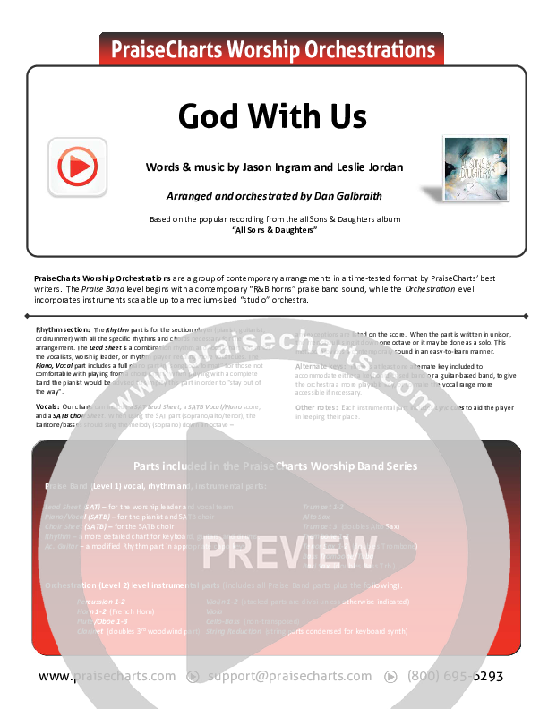 God With Us Cover Sheet (All Sons & Daughters)