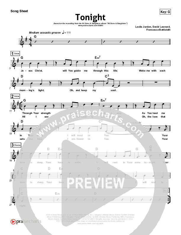 Tonight Lead (SAT) (All Sons & Daughters)