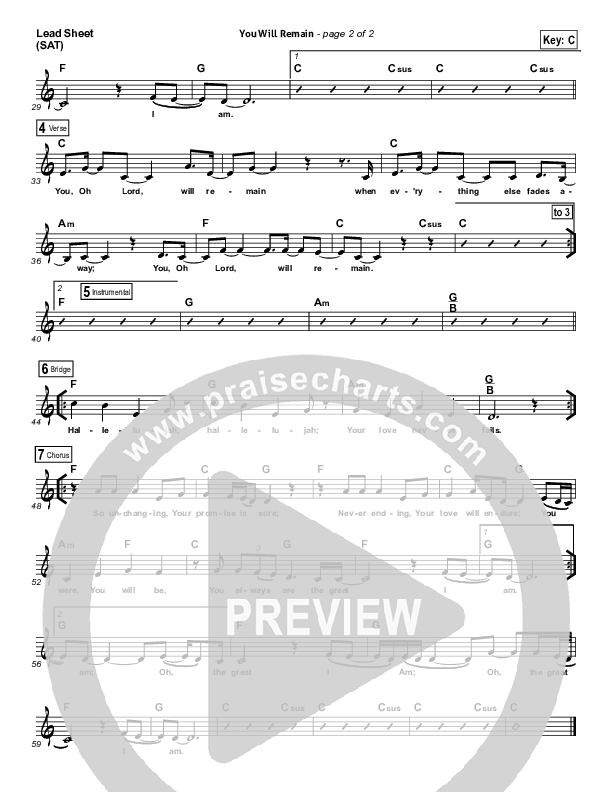 You Will Remain Lead Sheet (SAT) (All Sons & Daughters)