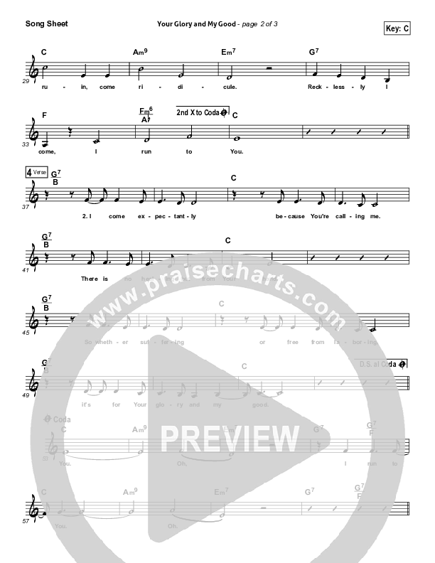 Your Glory And My Good Lead Sheet (All Sons & Daughters)