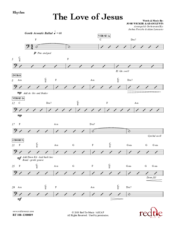 The Love Of Jesus Rhythm Chart (Red Tie Music)