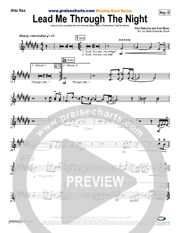 Lead Me Through The Night Alto Sax (Don Moen)