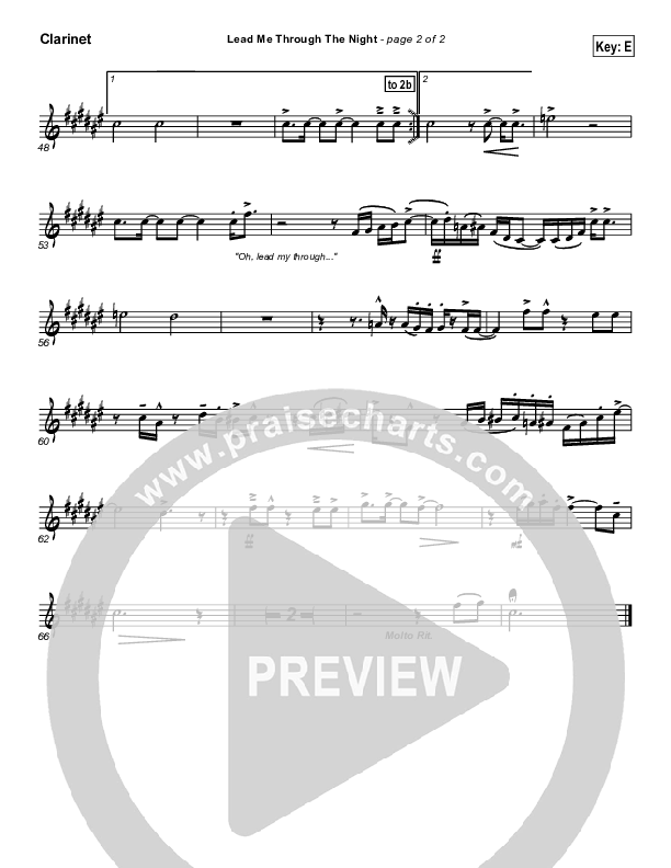 Lead Me Through The Night Clarinet (Don Moen)