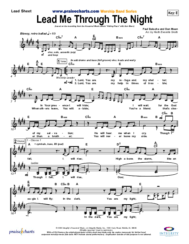 Lead Me Through The Night Lead Sheet (Don Moen)