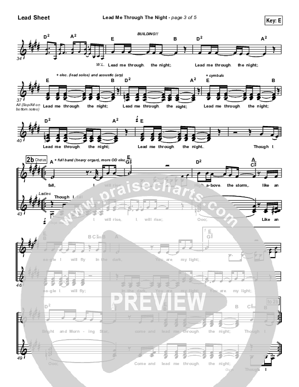 Lead Me Through The Night Lead Sheet (Don Moen)