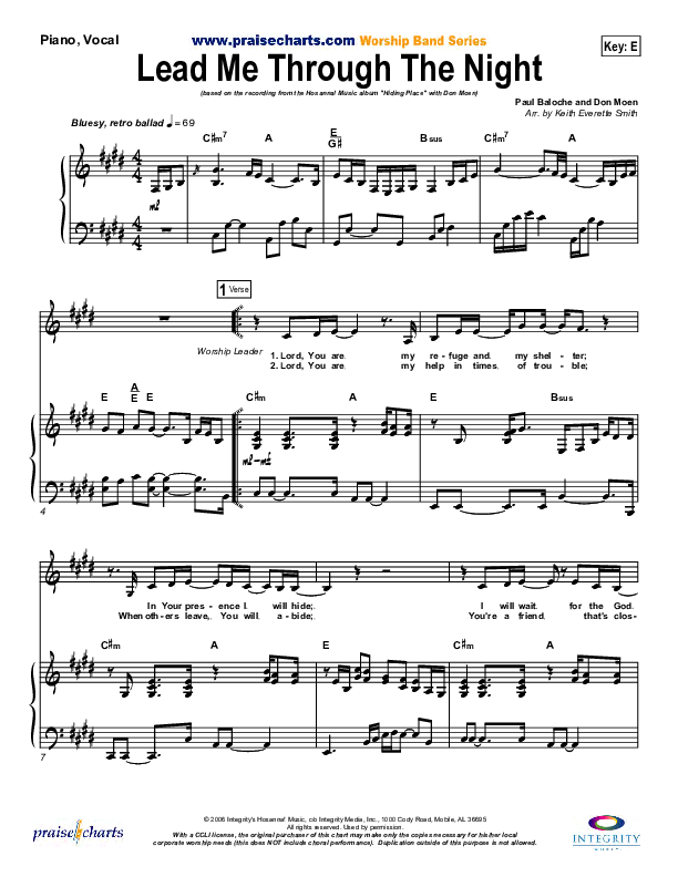 Lead Me Through The Night Piano/Vocal (Don Moen)