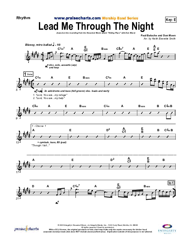 Lead Me Through The Night Rhythm Chart (Don Moen)