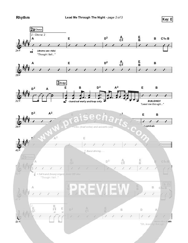 Lead Me Through The Night Rhythm Chart (Don Moen)