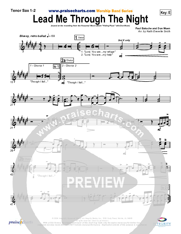 Lead Me Through The Night Tenor Sax 1/2 (Don Moen)