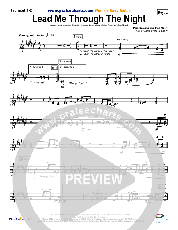 Lead Me Through The Night Trumpet 1,2 (Don Moen)