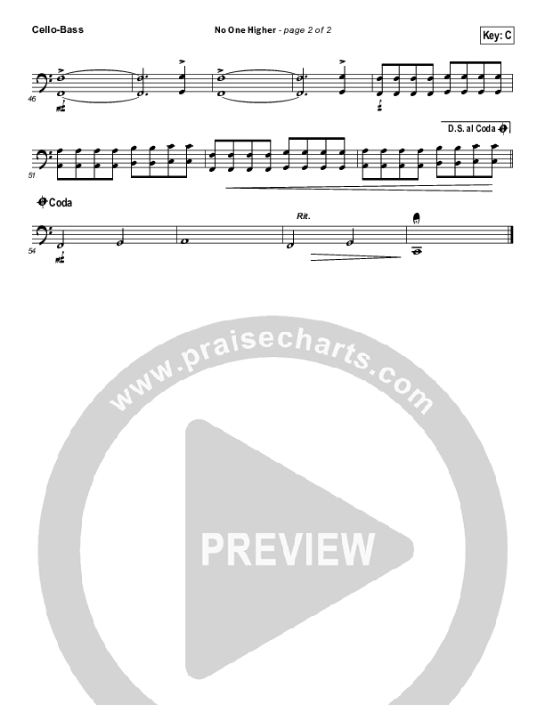 No One Higher Cello/Bass (North Point Worship / Seth Condrey)