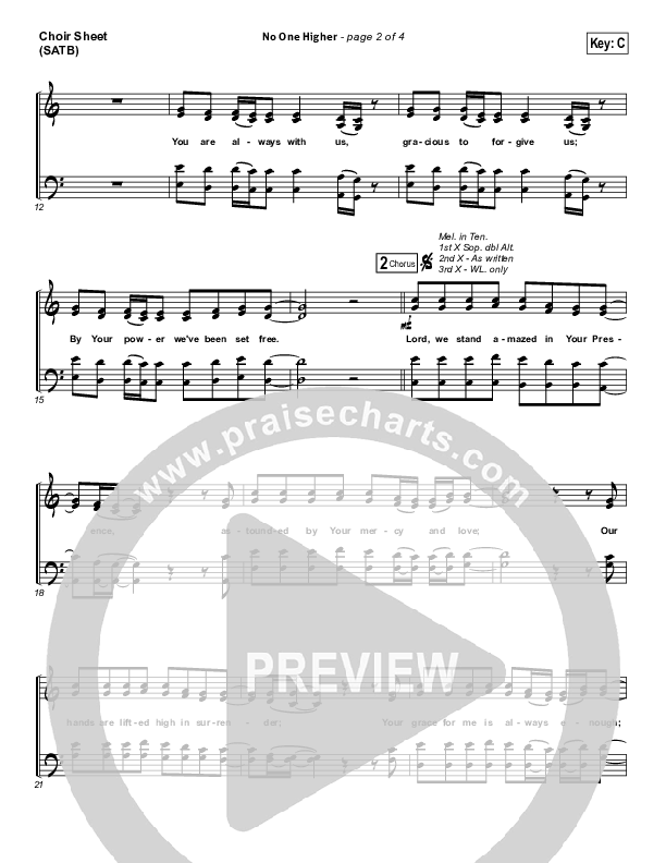 No One Higher Choir Vocals (SATB) (North Point Worship / Seth Condrey)