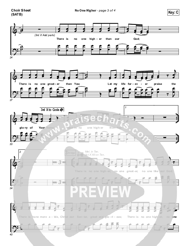 No One Higher Choir Sheet (SATB) (North Point Worship / Seth Condrey)