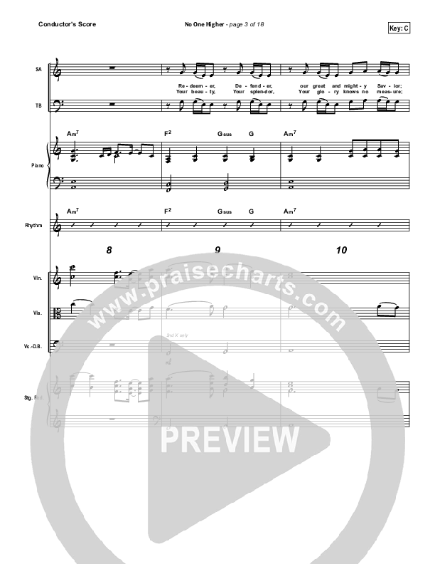 No One Higher Conductor's Score (North Point Worship / Seth Condrey)