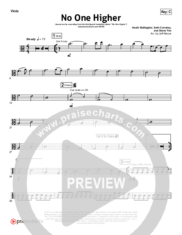 No One Higher Viola (North Point Worship / Seth Condrey)