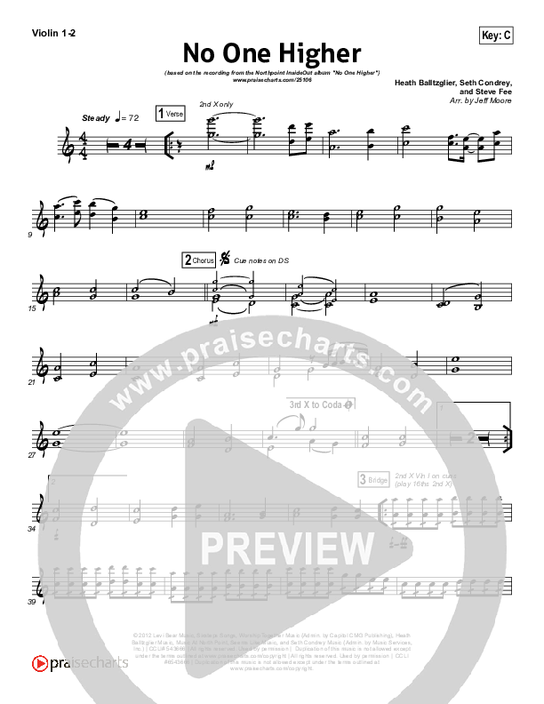 No One Higher Violin 1/2 (North Point Worship / Seth Condrey)