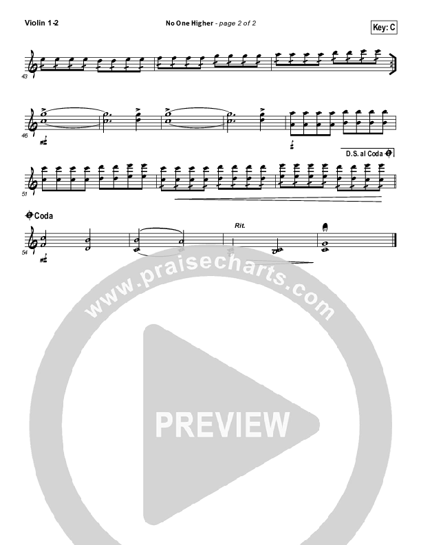 No One Higher Violin 1/2 (North Point Worship / Seth Condrey)