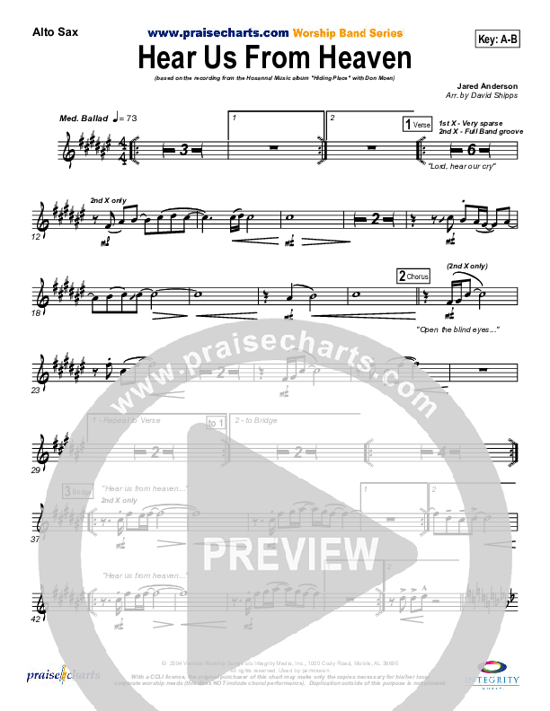 Hear Us From Heaven Alto Sax (Don Moen)