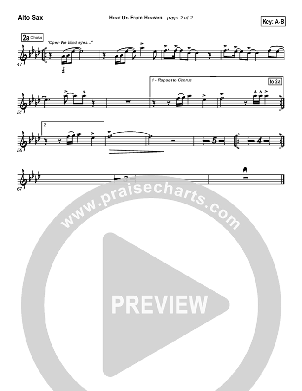 Hear Us From Heaven Alto Sax (Don Moen)