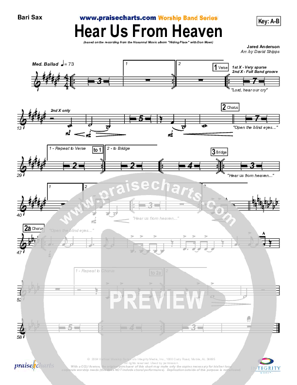 Hear Us From Heaven Bari Sax (Don Moen)
