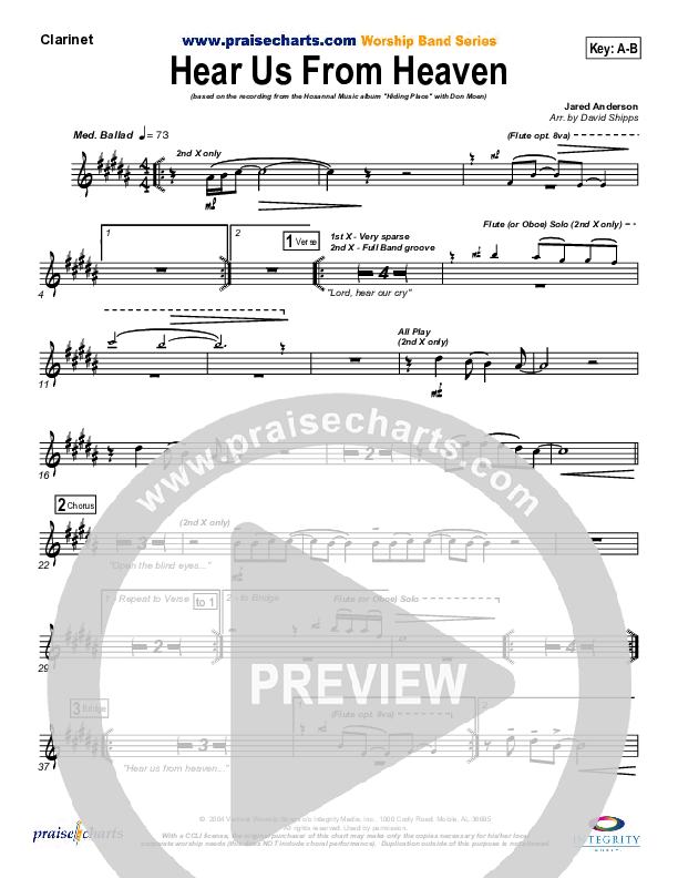 Hear Us From Heaven Clarinet (Don Moen)