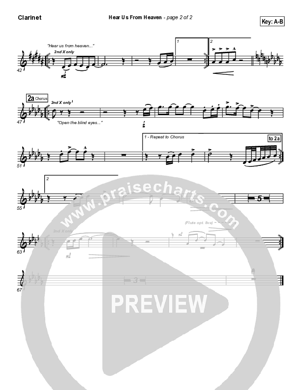 Hear Us From Heaven Clarinet (Don Moen)