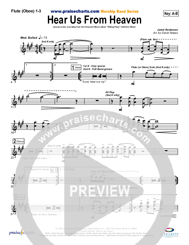 Hear Us From Heaven Flute/Oboe 1/2/3 (Don Moen)