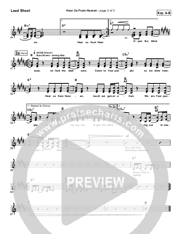 Hear Us From Heaven Lead Sheet (Don Moen)