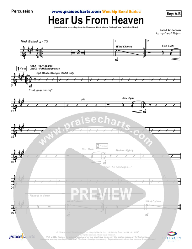 Hear Us From Heaven Percussion (Don Moen)