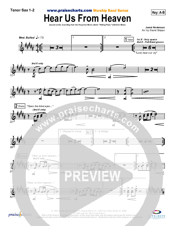 Hear Us From Heaven Tenor Sax 1/2 (Don Moen)