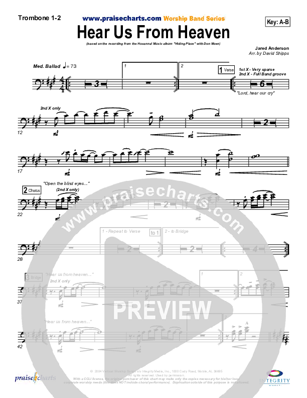 Hear Us From Heaven Trombone 1/2 (Don Moen)