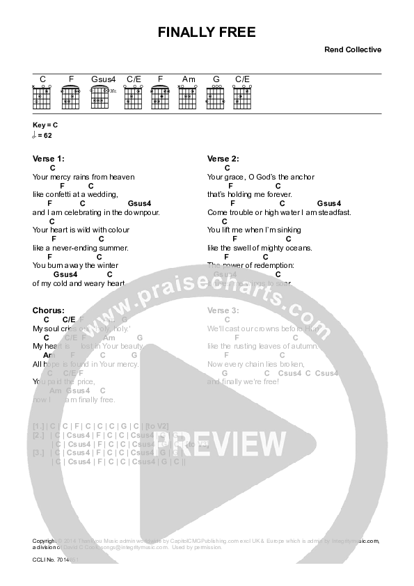 Finally Free Chords & Lyrics (Rend Collective)