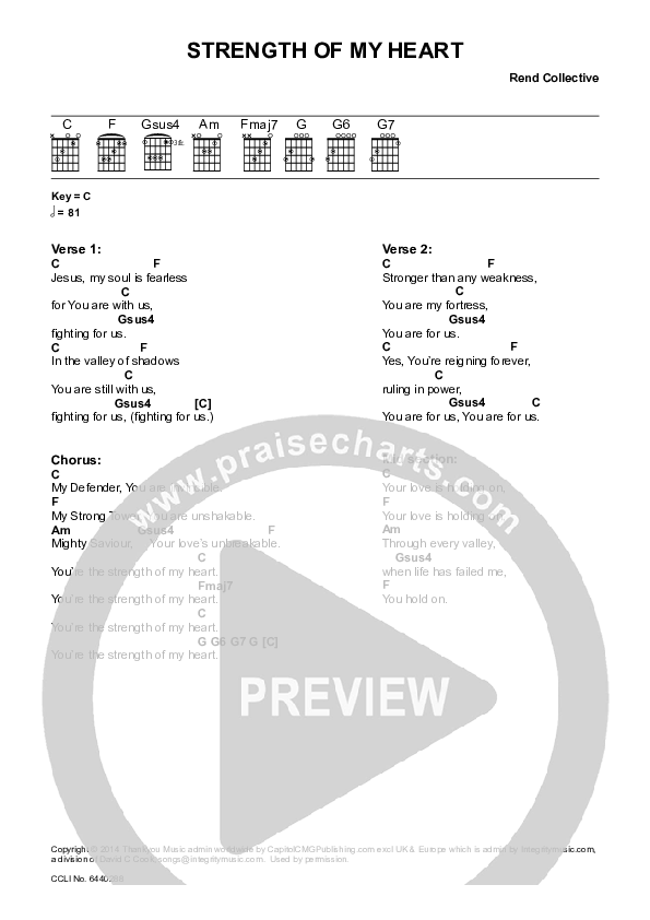Strength Of My Heart Chords & Lyrics (Rend Collective)