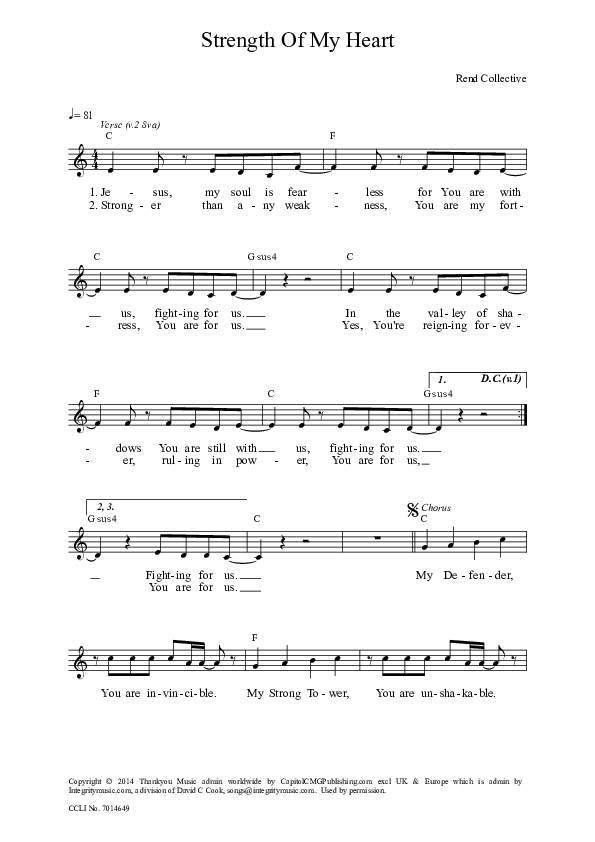 Strength Of My Heart Lead Sheet (Rend Collective)