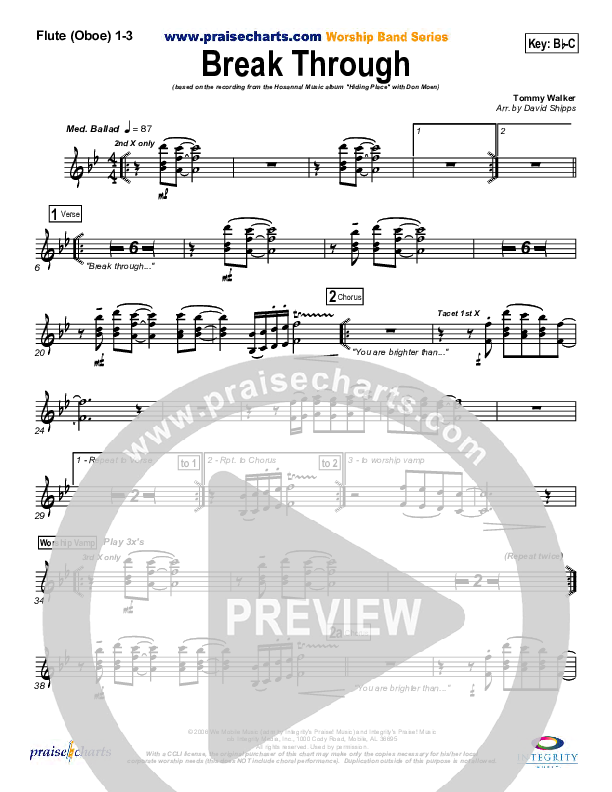 Break Through Flute/Oboe 1/2/3 (Don Moen)