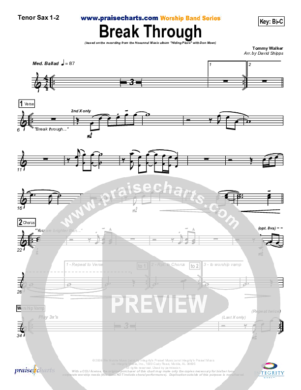 Break Through Tenor Sax 1/2 (Don Moen)