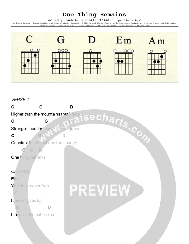 One Thing Remains Chords & Lyrics (Ryan Stuart / North Point Worship)